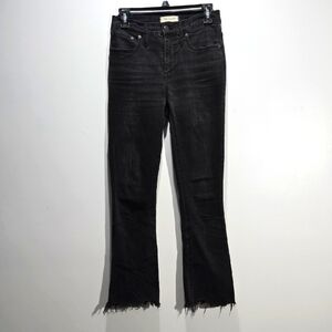 Madewell Cali Demi Boot Black Tall Jeans Frayed Hem 25T